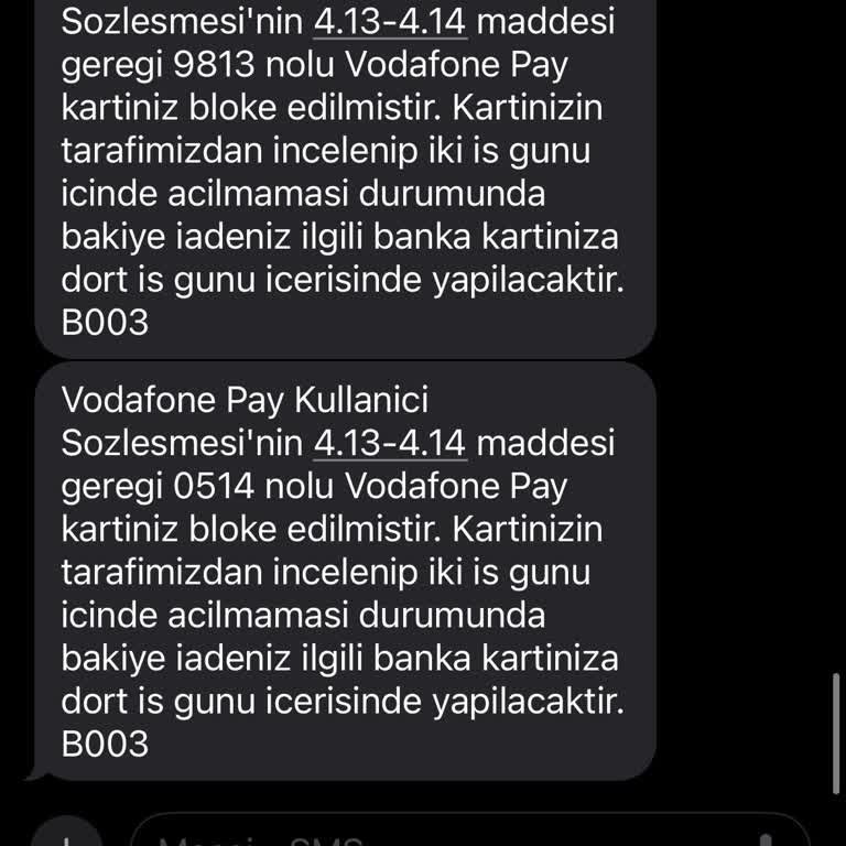 Sebepsiz Yere Kapatılan Vodafone Pay Kartım İçin Bilgi Alamıyorum