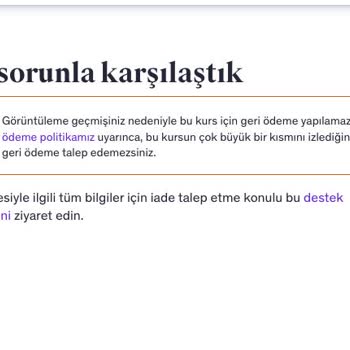 Udemy Geri Ödeme Talebim İzlenme Yüzdesiyle Engelleniyor