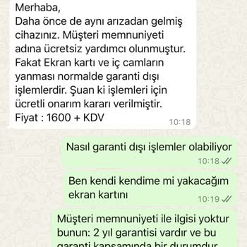 Garanti Kapsamında Olmasına Rağmen Projeksiyon Cihazı İçin Ek Ücret Talebi