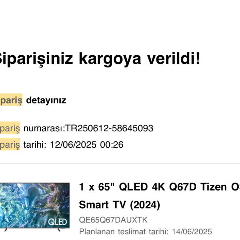 Teslim Edilmeyen TV, Bilgilendirme Ve Müşteri Hizmetleri Sorunu