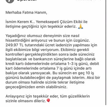 Yemek Sepeti İade Sürecinde Yaşanan Mağduriyet Ve İletişim Sorunları