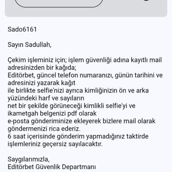 Editör Bet Sitesinde Kimlik Doğrulaması Nedeniyle Hesap Kapatılması Ve Para Kaybı