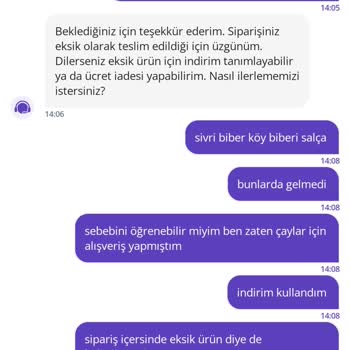 Getir Büyük'ten Eksik Ürün Teslimatı Ve Yetersiz Müşteri Desteği
