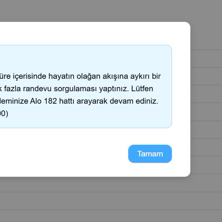 MHRS Randevu Sisteminde Tekrar Eden Denemelerde Uyarı Sorunu