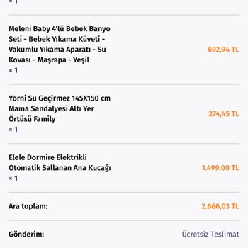 Orlibebe Yenidoğan Ürünlerim Teslim Edilmedi, İletişim Kurulamıyor