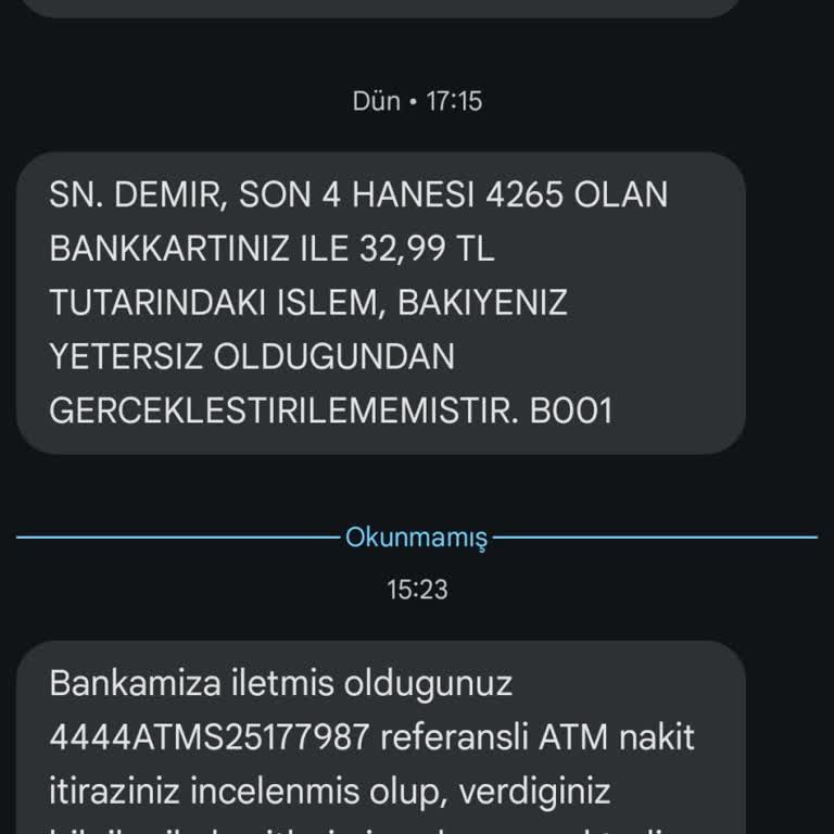 ATM'de Yatırılan Paranın Eksik Yatırılması Ve Geri Ödenmemesi