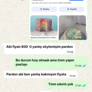 Eksik Hazırlanan Pasta Ve Fiyat Artışıyla Mağduriyet Yaşadım
