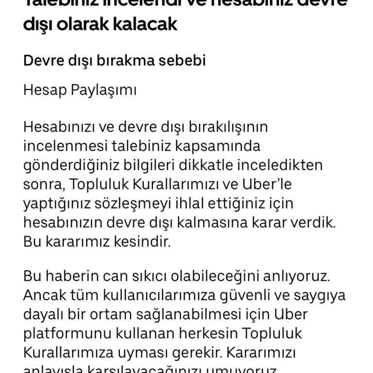 Estetik Ameliyat Sonrası Uber Yüz Tanıma Sorunu Ve Hesap Kapatılması