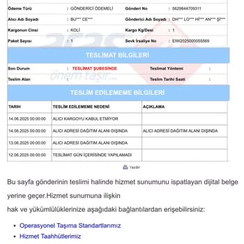 Aras Kargo Teslimat Bahaneleriyle Kargomu Ulaştırmıyor