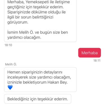 Siparişte İçecek Dökülmesi Ve Yemeksepeti'nin Çözüm Sunmaması