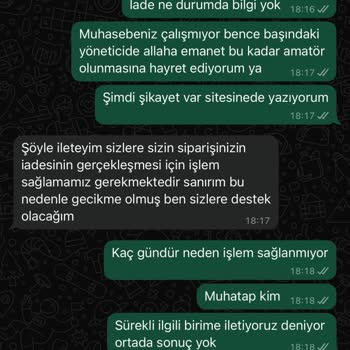 İptal Edilen Siparişin Ücret İadesi Yapılmıyor, Müşteri Hizmetleri Sorunu Çözemiyor