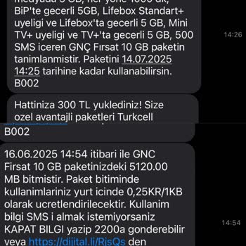 Kısa Sürede Tükenen Ek İnternet Paketi Ve Yetersiz Müşteri Desteği
