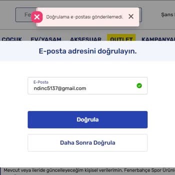Fenerium Üyelikte Hatalı E-Posta Girişi Nedeniyle İşlem Yapamıyorum