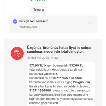 Siparişim Yanlış Fiyatlandırma Nedeniyle İptal Edildi, Mağdur Oldum