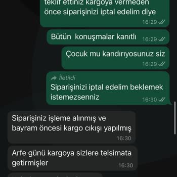 Kargoya Verilmeden İptal Edilen Siparişin Ücreti İade Edilmiyor