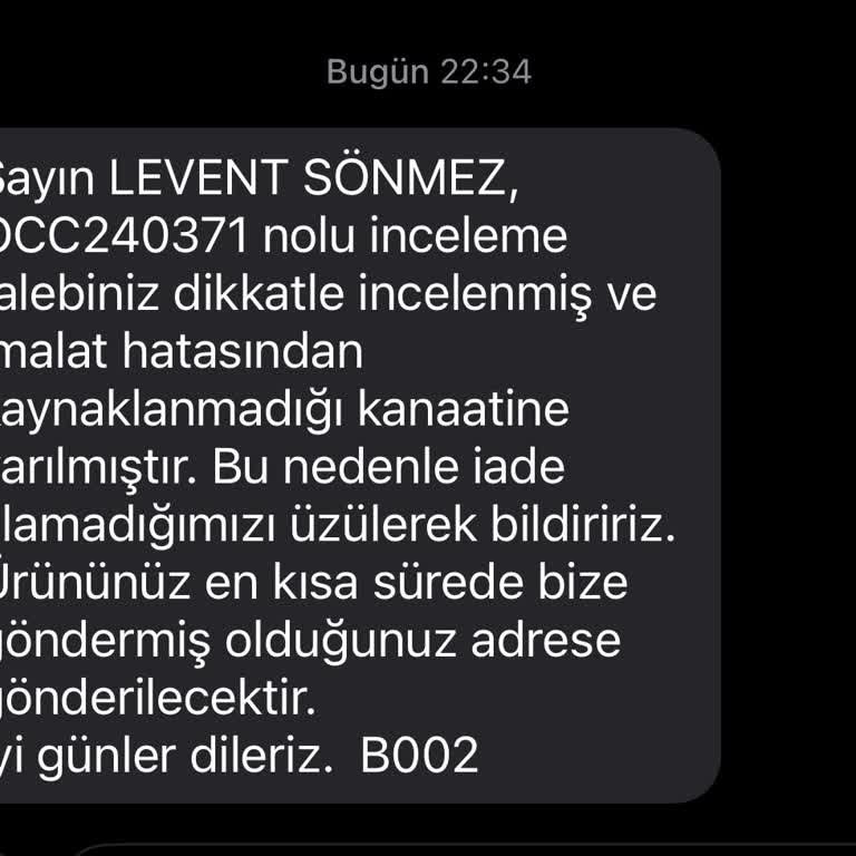 Yıkama Sonrası Defolu Gelen T-shirt İçin İade Talebim Reddedildi