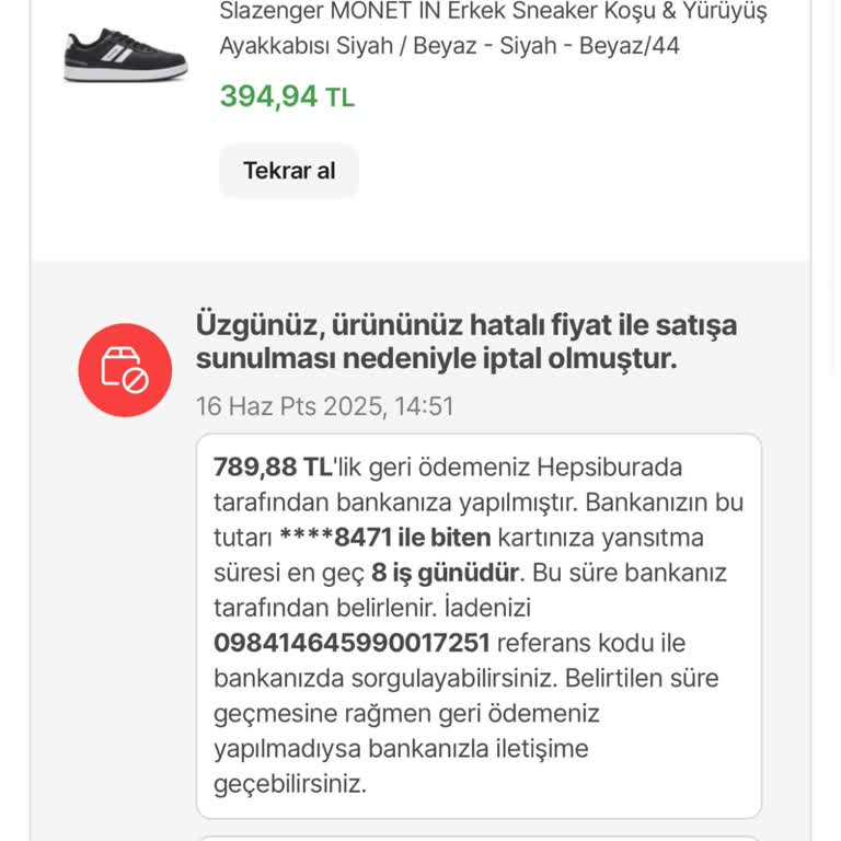 Siparişim Hatalı Fiyat Gerekçesiyle İptal Edildi Mağdur Oldum