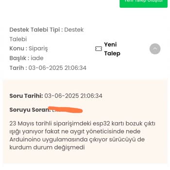 Robo Dünya'dan Aldığım Esp32 Kartı Çalışmadı