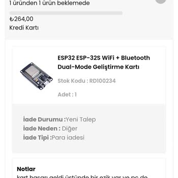 Robo Dünya'dan Aldığım Esp32 Kartı Çalışmadı