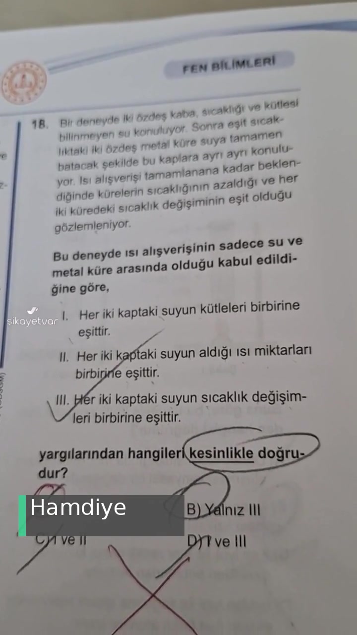 Milli Eğitim Bakanlığı Fen Sıcaklık Değişimleri Sorusu Cevap Hatalı videonun kapak resmi