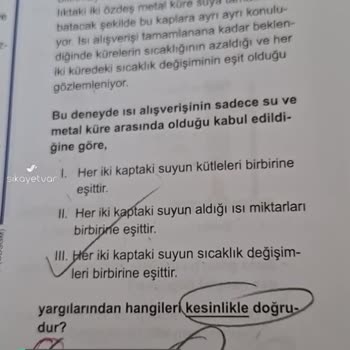 Milli Eğitim Bakanlığı Fen Sıcaklık Değişimleri Sorusu Cevap Hatalı