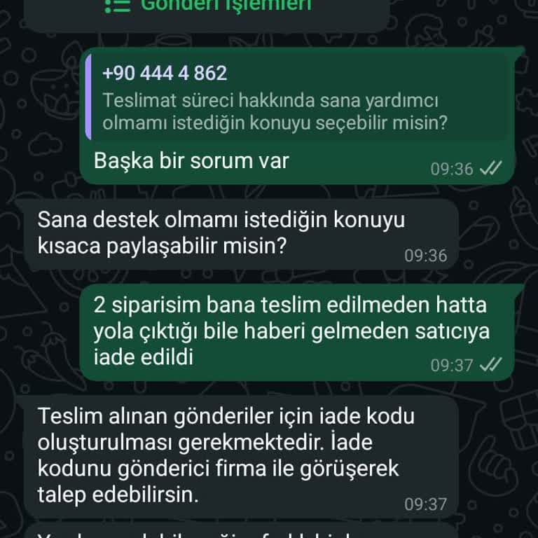 Siparişlerim Haber Verilmeden İade Edildi, Destek Hattı Yetersiz Kaldı