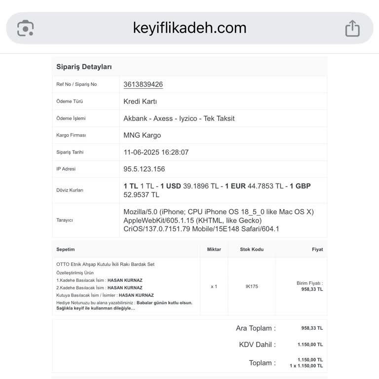 Babalar Günü Siparişim Hakkında Bilgi Ve İade Sorunu