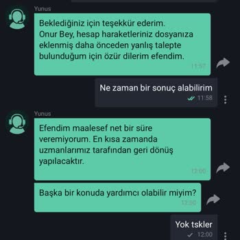 Gönderdiğim Para Hesabıma Geçmedi, Destek Yetersiz