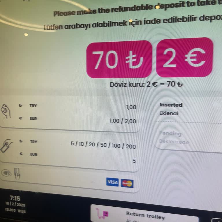 Irreführende Automatenfunktion – Schlechte Erfahrung mit Gepäckwagenservice am Flughafen Istanbul