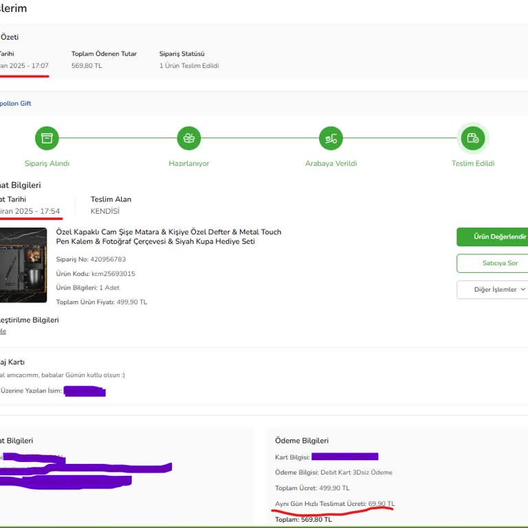 Babalar Günü Hediyem Zamanında Teslim Edilmedi, Mağduriyetim Giderilsin