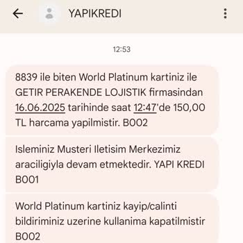 Getir Kayıtlı Kartım Yokken İzinsiz Para Çekildi