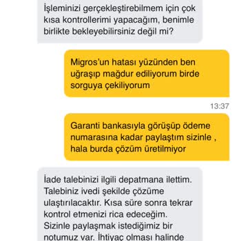 Migros Hemen'den Çekilen Para İade Edilmiyor, Müşteri Hizmetleri Çözüm Sunmuyor