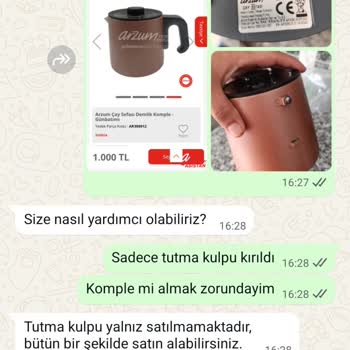 Çay Makinesi Kulpu İçin Yedek Parça Satışı Yapılmıyor