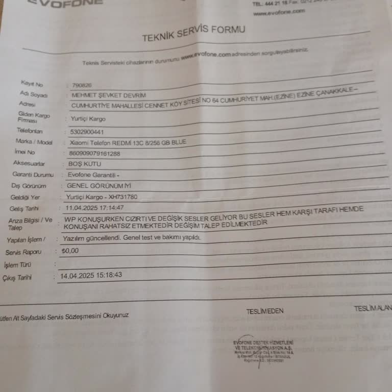 Aldığım Xiaomi Redmi Telefonda Ses Arızası Ve Servis İletişim Sorunu