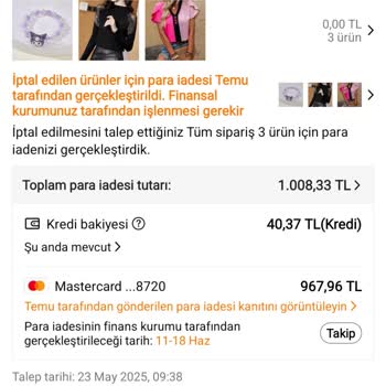 Temu'dan İptal Edilen Siparişin Ücreti Akbank Hesabıma Yatmadı