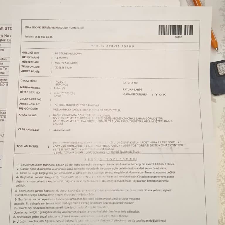 Mi Store Hilltown Mağazasından Alınan Robot Süpürgede Tamir Ve İletişim Sorunları Bitmiyor