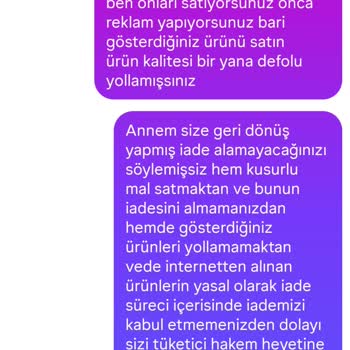 Aldığım Şallar Defolu Ve Farklı Kumaşta Gönderildi İade Kabul Edilmiyor