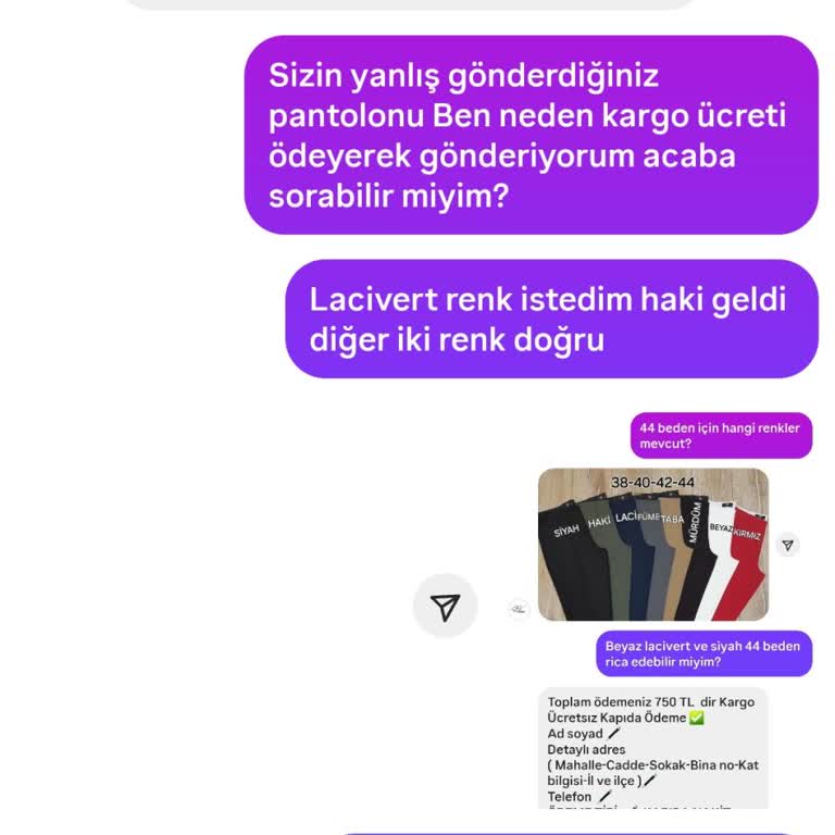 Yanlış Ürün Ve Renk Gönderimi, Değişim Ücreti Mağduriyeti