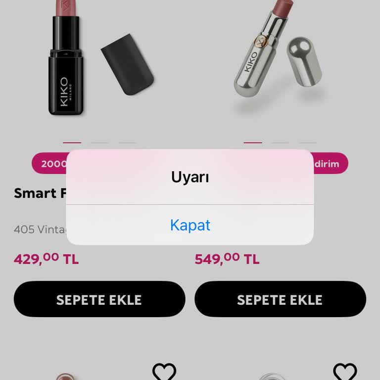 Kiko Milano Uygulamasında Sepete Ekleme Ve Üyelik İptali Sorunu