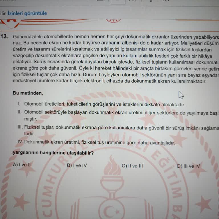 Sınav Sorularında Cevap Anahtarı Hataları Ve İnceleme Talebi