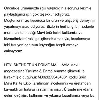 Kısa Sürede Yırtılan Kot Pantolon İçin Değişim Veya İade Talebi