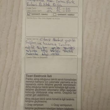 Franke Ocakta Tekrarlayan Arıza Ve Yetersiz Çözüm Mağduriyeti