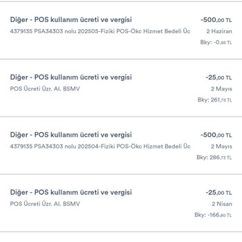 Kullanılmayan POS İçin Hesaptan Ücret Kesilmesi Mağduriyeti