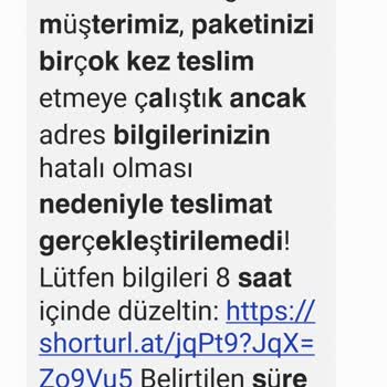 PTT Adına Gelen Sahte Mesajla Kişisel Bilgilerimin İstenmesi