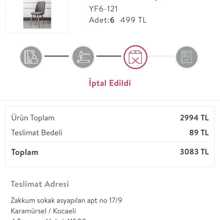 İptal Edilen Sandalyenin Ücreti 15 Gündür İade Edilmedi