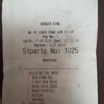 Burger King İzmir Park AVM Şubesinde Promosyon Hakkının Kullanılamaması Ve Personel Davranışı