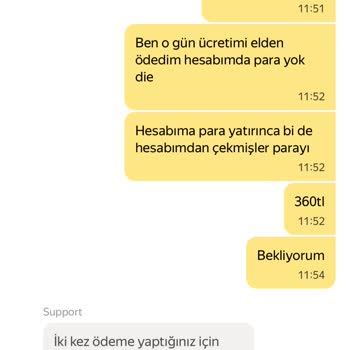 Yandex GO Çift Ödeme Sorunu Ve İade Gecikmesi