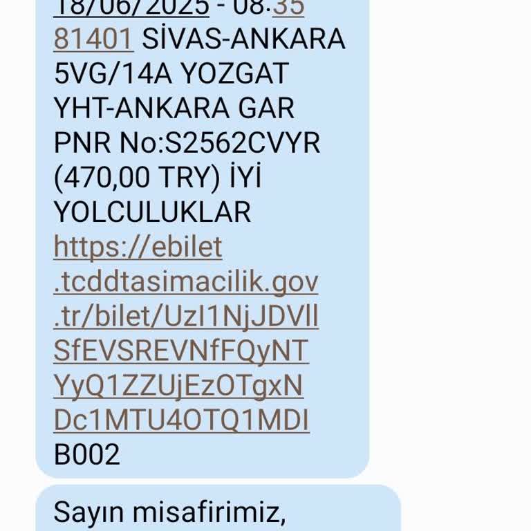 Numaram Kullanılarak İzinsiz Bilet İşlemi Mesajı Aldım