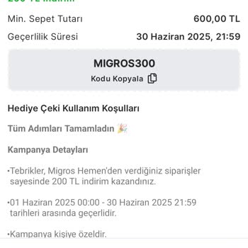Migros Hemen Kampanya Kuponu Sözünü Yerine Getirmedi