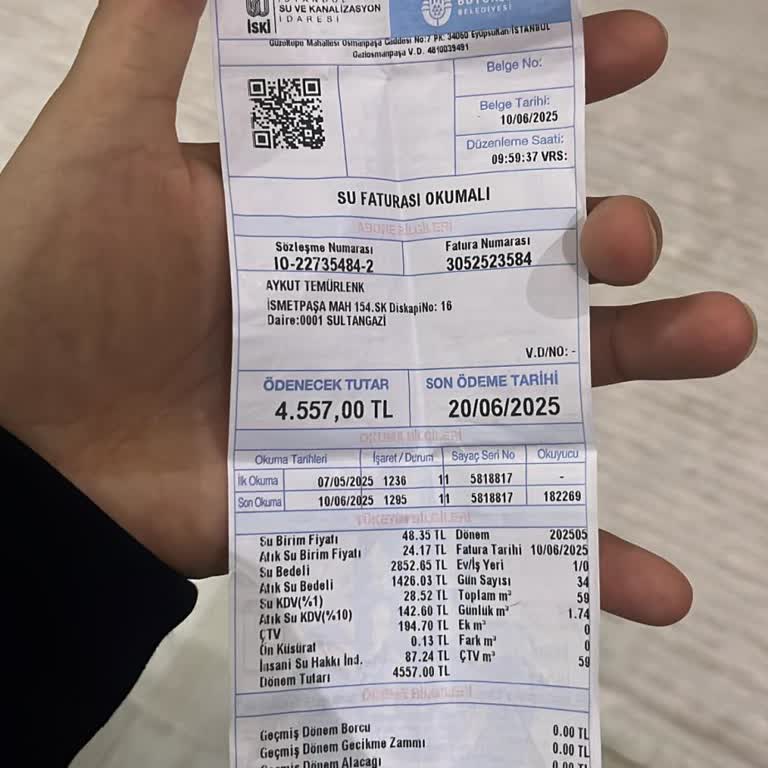 Fahiş Su Faturası Şoku: 10 Gün Evde Yokken 4.557 TL Fatura!